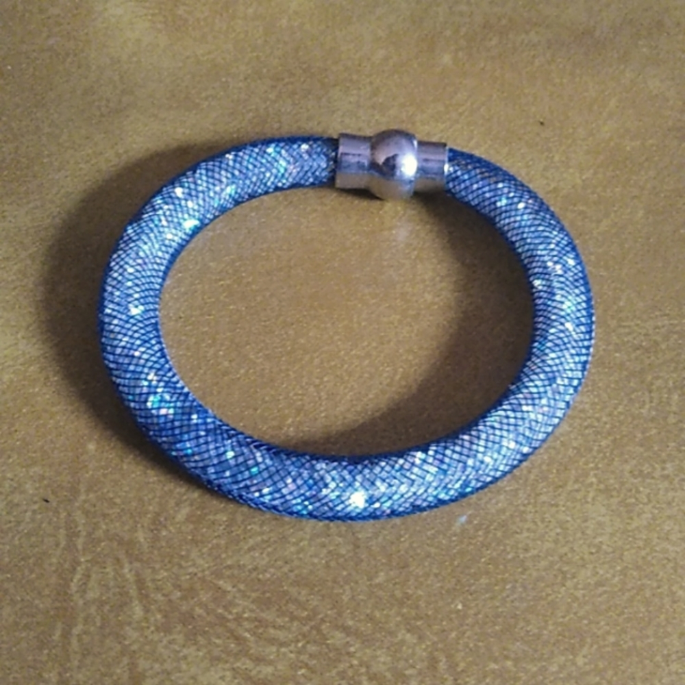 Mesh blue with small faux crystals